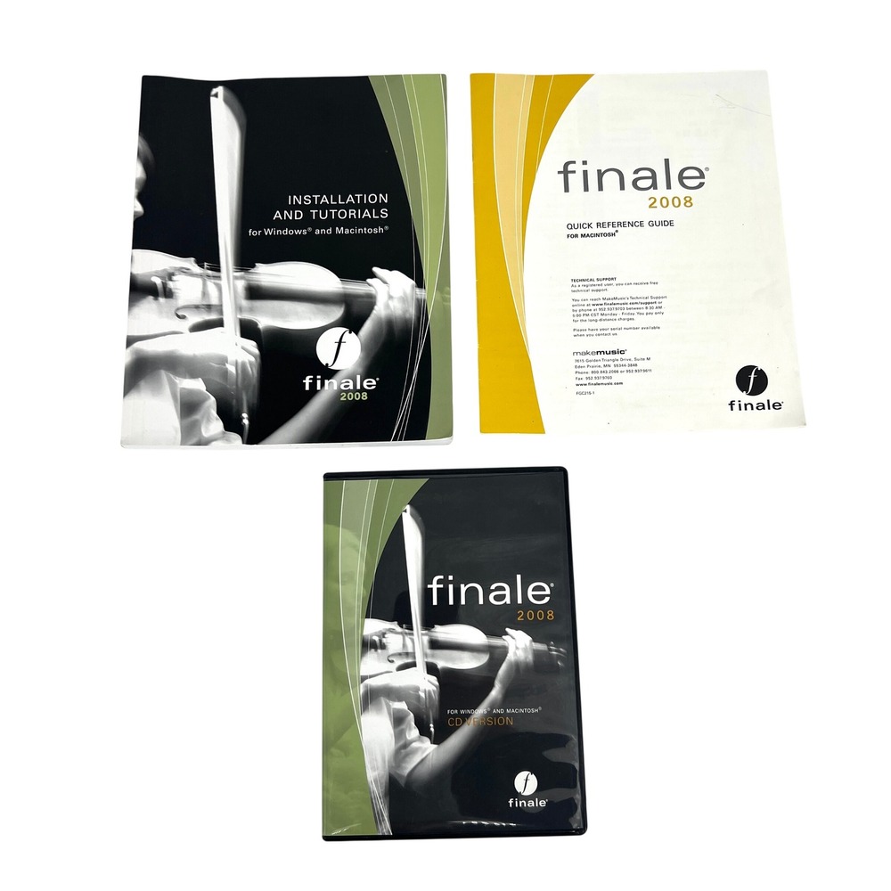 MakeMusic Finale 2008 Music Notation Software 3 CD Set Windows Mac with Manuals